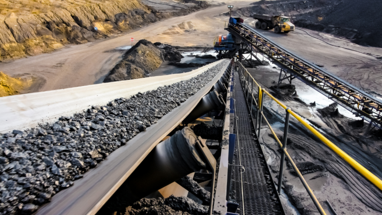 Coal Ore on a conveyor belt for processing